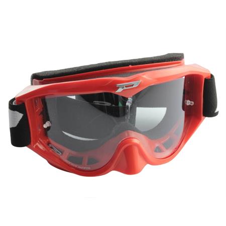 Occhiale cross ProGrip modello economico di colore rosso e lenti trasparenti, ricambio 93200R