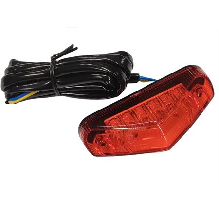 Fanalino posteriore a led con gemma di colore rosso omologato con illuminazione targa per applicazioni varie ciclomotori, enduro, motard, ricambio RP040005