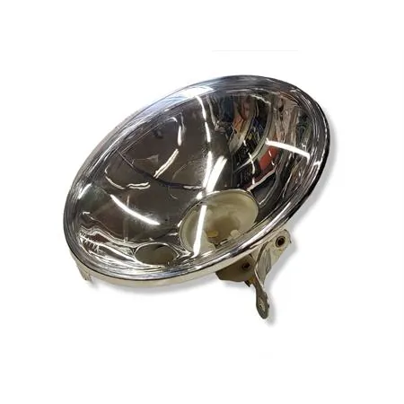 Gruppo ottico fanale anteriore Bosatta lexus con vetro plastificato liscio per lampada alogena montato sulle Piaggio Vespa PX con freno a disco e adattabile anche sulle versioni precedenti, ricambio F233A