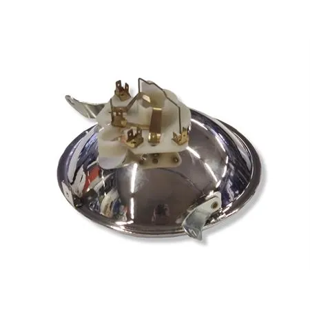 Gruppo ottico fanale anteriore Bosatta lexus con vetro plastificato liscio per lampada alogena montato sulle Piaggio Vespa PX con freno a disco e adattabile anche sulle versioni precedenti, ricambio F233A