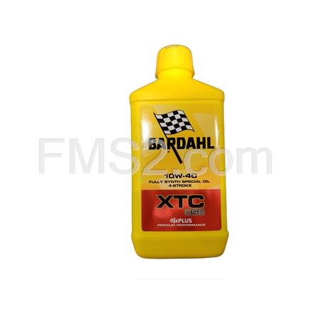 Olio Bardahl XTC C60 gradazione 10W40 sintetico 100 % per moto 4 tempi, confezione da 1 litro, ricambio 326140