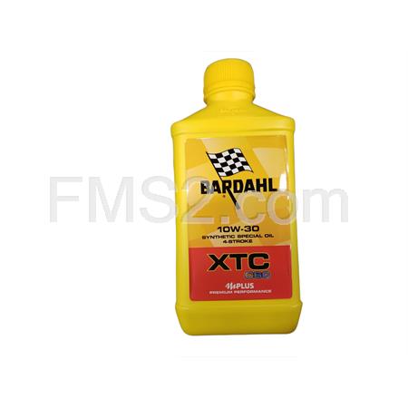 Flacone da 1 litro olio motore Bardahl XTC C60 con gradazione 10W30 sintetico 100% per utilizzo moto, ricambio 348140