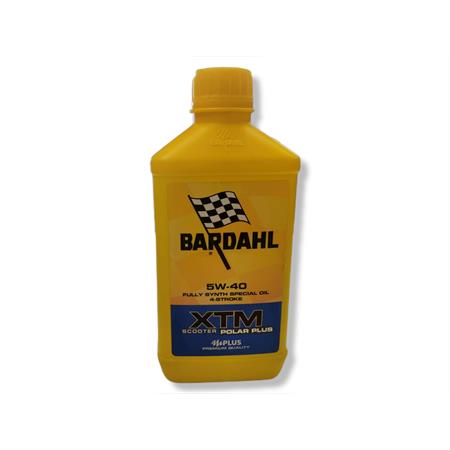 Flacone olio Bardahl XTM polarplus specifico per scooter 4 tempi con gradazione 5W40 e confezione da 1 litro, ricambio 363041