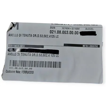 Guarnizione O-ring tappo filtro olio Ø 53,6x2,4 mm per Beta Enduro/Motard RR 125 4T LC 2013-2020, ricambio 021.08.003.00.00