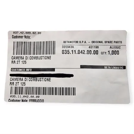 035.11.042.00.00 Inserto per testa originale specifico per BETA ENDURO RR 125 2T - tutte le versioni - prodotti dopo il 2021