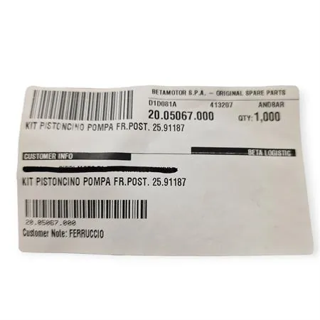 20.05067.000 Kit revisione pompa freno posteriore BETA ALP/URBAN 125/200 4T e BETA ARK 50 AIR/LC 2T 2007-2011