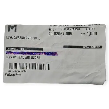21.02067.009 Pompa freno anteriore BETA con pistoncino da Ø 11 mm per tutti i BETA RR ENDURO/MOTARD 50cc 2T e 125cc 4T, ALP 200 e 350 4T e MOTARD M4 350cc 4T