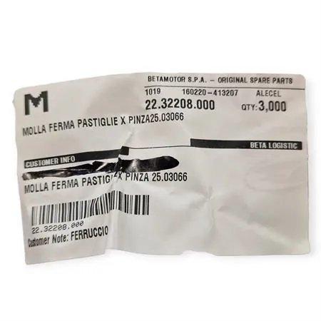 22.32208.000 Molla ferma pastiglie pinza freno posteriore NISSIN per BETA ENDURO RR 2T/4T e CROSS RX 2T/4T