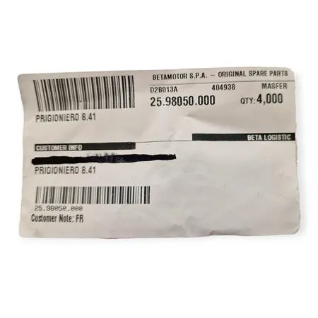 25.98050.000 Prigioniero fissaggio cilindro M8x41 mm Beta per BETA ENDURO RR 125 2T e TRIAL EVO 80/125/200/300 2T