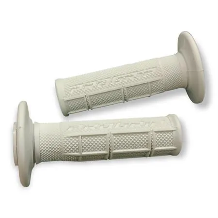 Coppia manopole Progrip modello MX 794-101 in gomma di colore bianco per utilizzo su manubri cross, ciclomotori e scooter con diametro da 22 mm, ricambio 405401565