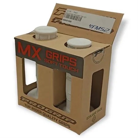 Coppia manopole Progrip modello MX 794-101 in gomma di colore bianco per utilizzo su manubri cross, ciclomotori e scooter con diametro da 22 mm, ricambio 405401565