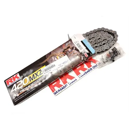 Catena RK Japan con passo 420 modello MXZ  e lunghezza 140 maglie per ciclomotori enduro e motard 50 cc, ricambio HB742031140K