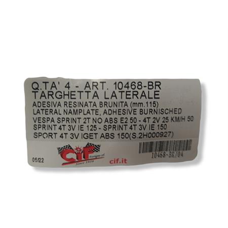 Targhetta sprint grande (mm.115) adesi, ricambio 10468-BR
