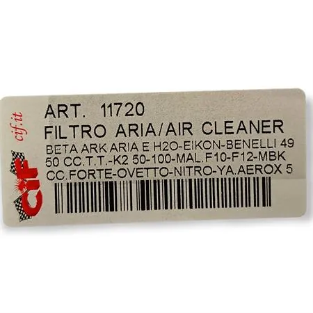 11720 Filtro aria in spugna nera Cif per scooter 50 con motore minarelli orizzontale aria e liquido