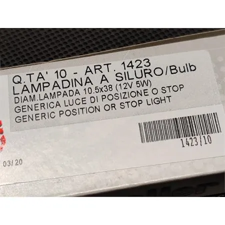 Lampadina a siluro CIF 12 Volt 5 Watt con dimensione 10,5 x 38 mm e vetro trasparente per luce di posizione anteriore o posteriore vespa old model, ricambio 1423