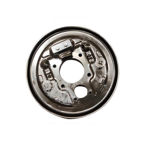 Disco porta ganasce posteriore destro originale Piaggio in metallo verniciato di colore nero per Piaggio Ape 50 prodotte dal 1980 fino al 2017, ricambio 15360-DX