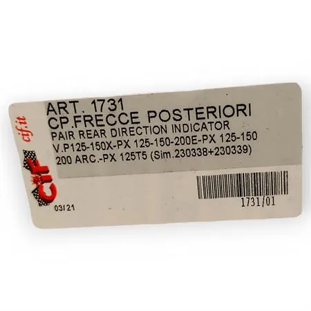1731 Frecce posteriori complete Bosatta per Piaggio vespa 125 cc, 150 cc, 200 cc serie PX, PX arcobaleno, PE