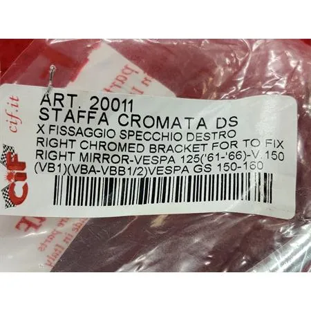 20011 Staffa cromata destra per fissaggio specchietto retrovisore Vespa 125 cc e 150 cc (CIF)