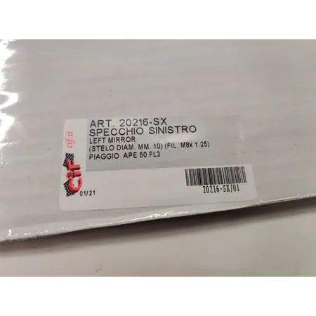 20216-SX Specchietto retrovisore sinistro per Ape 50 fl3 con stelo diametro 10 mm (CIF)