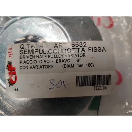 Semipuleggia condotta fissa posteriore CIF con diametro 100 mm per ciclomotori Piaggio Ciao, Si, Bravo, SuperBravo,Boxer, Grillo con variatore, ricambio 5532