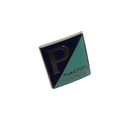Stemma scudetto Piaggio Genova in metallo per scudo anteriore Vespa 98 e Vespa 125 dal 1948 al 1954 (CIF), ricambio 5746-MG