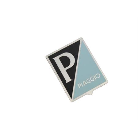 Emblema scudetto Piaggio adesivo in metallo per scudo anteriore Vespa 125 old model (CIF), ricambio 5749