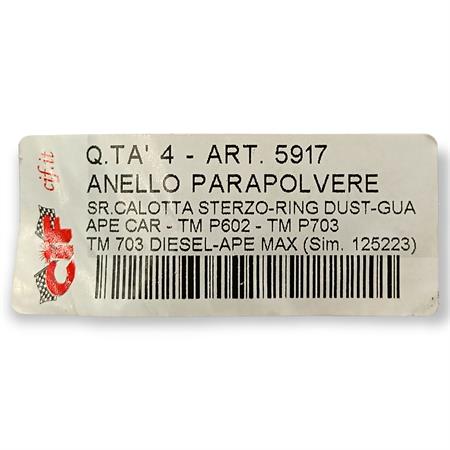 Anello parapolvere per serie calotta ste, ricambio 5917
