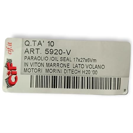 Paraolio in viton marrone lato volano con dimensioni 17x27x6 per scooter 50 con motore Morini (CIF), ricambio 5920-V