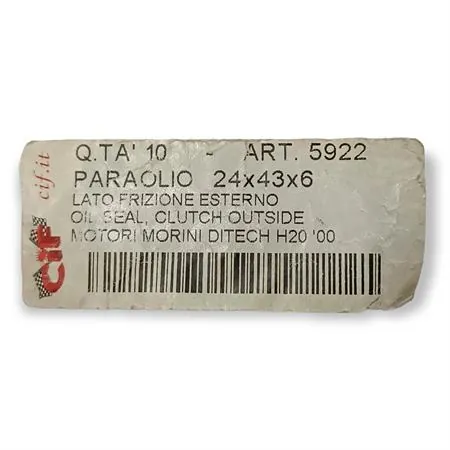Paraolio 24x43x6 lato frizione esterno motor (CIF), ricambio 5922