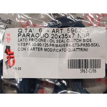 Paraolio Cif Corteco in gomma di colore blu con 1 tenuta e dimensioni 20x35x7 mm da utilizzare sui motori derbi e applicazioni varie, ricambio 5962-C