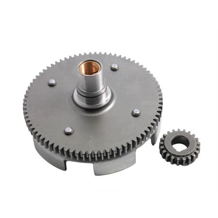 Coppia trasmissione z21x76 con denti diritti senza parastrappi per Vespa 50v-fl2 ultimo tipo e adattabile a tutte le vespe 50-r-Special-n-l-, ricambio 5987