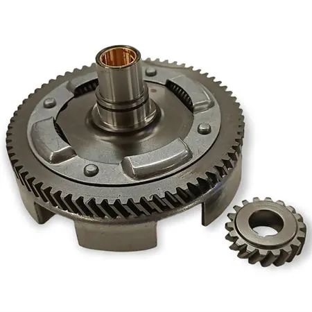 Campana frizione trasmissione Z 18x67 con denti elicoidali e parastrappi per montaggio motore Piaggio Ape e Vespa 50 cc, ricambio CIF 5990