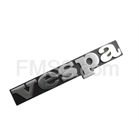 Targhetta scritta Vespa per scudo anteriore Vespa PK e PK XL con interasse pioli 55 mm (CIF), ricambio 6100