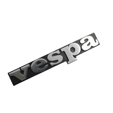 6100 Targhetta scritta Vespa per scudo anteriore Vespa PK e PK XL con interasse pioli 55 mm (CIF)