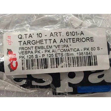 6101-A Targhetta Vespa per scudo anteriore PK (CIF)