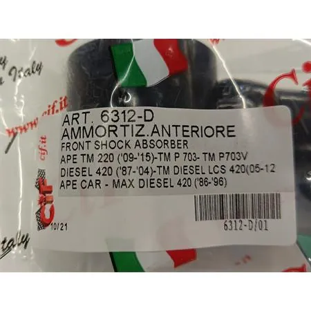 Ammortizzatore anteriore ape tm 703  - ape completo, ricambio 6312-D