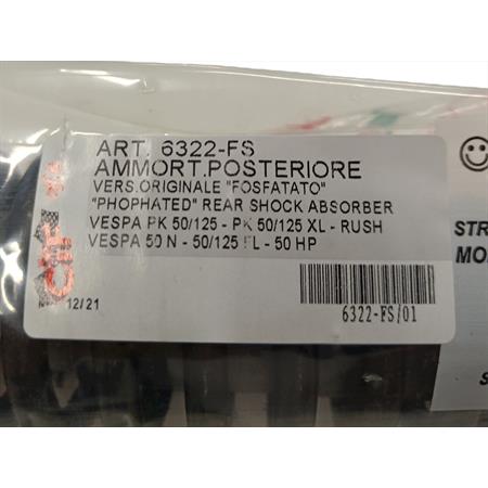 Ammortizzatore posteriore completo fosfatato per vespa pk 50-125 xl, ricambio 6322-FS