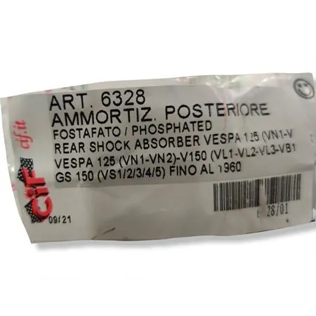 Ammortizzatore posteriore rinforzato Vespa modelli 125 e 150, ricambio 6328