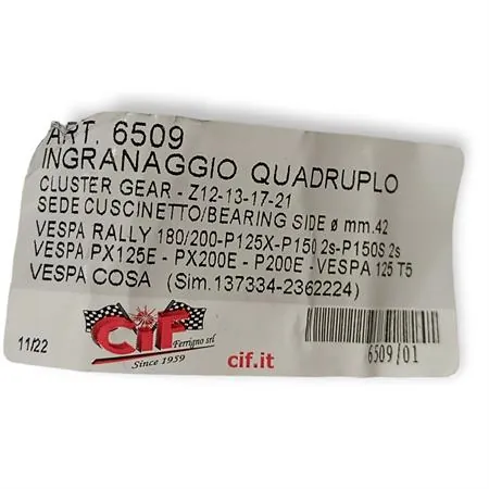 Ingranaggio quadruplo - z12-13-17-21 - s, ricambio 6509