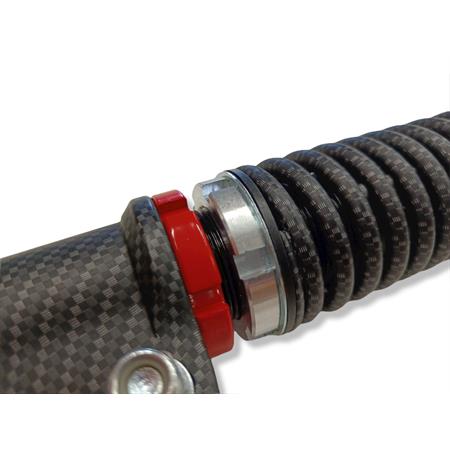 Ammortizzatore anteriore Carbone HI-TECH serie carbon look sport regolabile nel precarico molla e versione limited edition per maxi scooter Piaggio Vespa GT, GTV, GTS, Super Sport 125, 200, 250 e 300 cc, ricambio 6790-KT