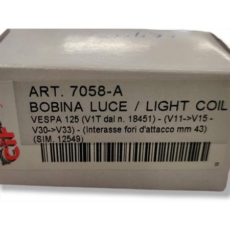 Bobina luce vespa 125 v1t (dal18451)-v11, ricambio 7058-A