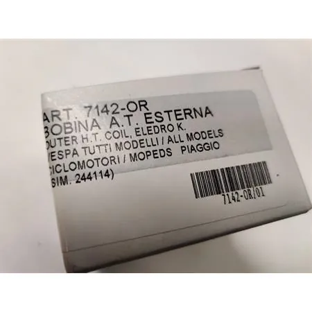 Bobina A.T. alta tensione esterna Eledro Klitz originale Piaggio by Cif per applicazione su ciclomotori e vespa Piaggio, ricambio 7142-OR