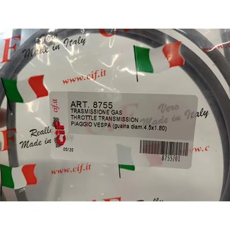 Filo e guaina di trasmissione per comando gas Vespa 4,5 x 1,80 mm, ricambio 8755