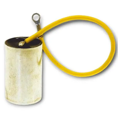 Condensatore rinforzato CIF made in italy da 0,32 microfarad e cavo giallo lungo 120 mm specifico per Piaggio Vespa 50 R, L, N, Special e Vespa 98 e 125 dal telaio V1 fino al telaio V33, ricambio 9030