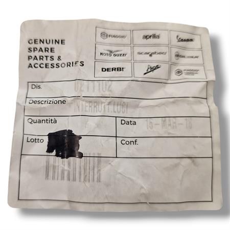Commutatore devio luci CIF originale per Piaggio Vespa 125 VM2T e VN1T e VN2T prodotte dal 1954 fino al 1957 e Vespa 150 fino al telaio 51010 prodotte dal 1955 fino al 1956, ricambio 9110