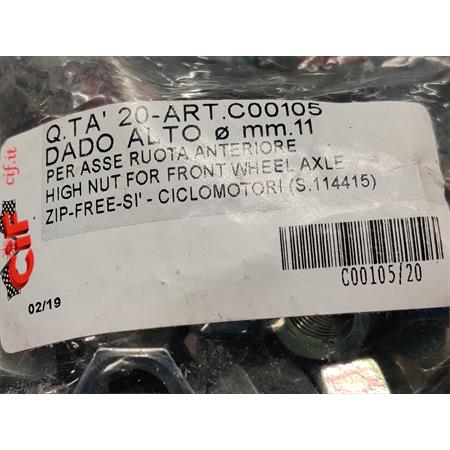 Dado alto per asse ruota ciclomotore -Piaggio (CIF), ricambio C00105