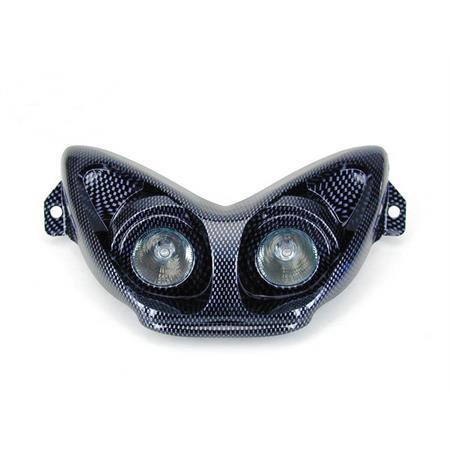Mascherina fanale anteriore Nitro-Aerox con lampade alogene di colore carbonio (One Italia), ricambio 77201353