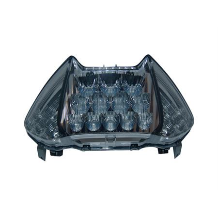 Faro fanale posteriore omologato a led con base nera e lente fumee per maxi scooter Yamaha T-MAX 500 prodotti dal 2008 al 2011 (One Italia), ricambio 77204430LF