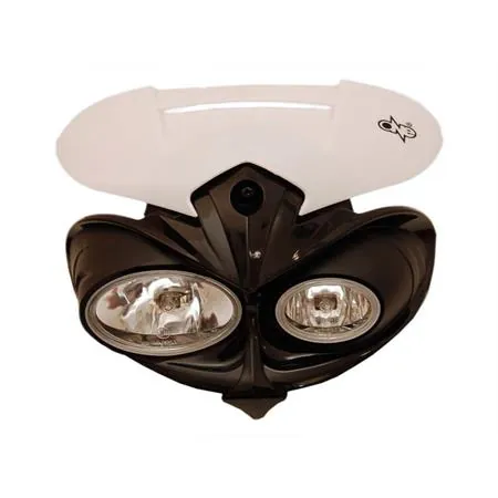 Fanale anteriore con 2 fari alogeni, prodotto omologato, modello manga, colore  nero  e bianco, ricambio 77448141E