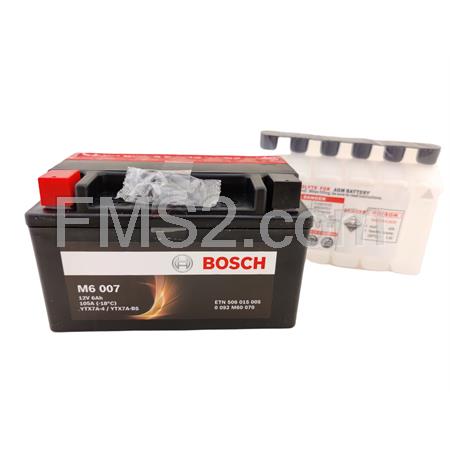 Batteria BOSCH  YTX7A-BS, 12 Volt - 6 Ah, tipo MF sigillata con acido a corredo, ricambio 0092M60070